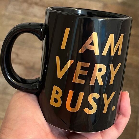 Coffee Mug I Am Busy from ban.do Hot Stuff Collection Black Gold - Picture 1 of 4